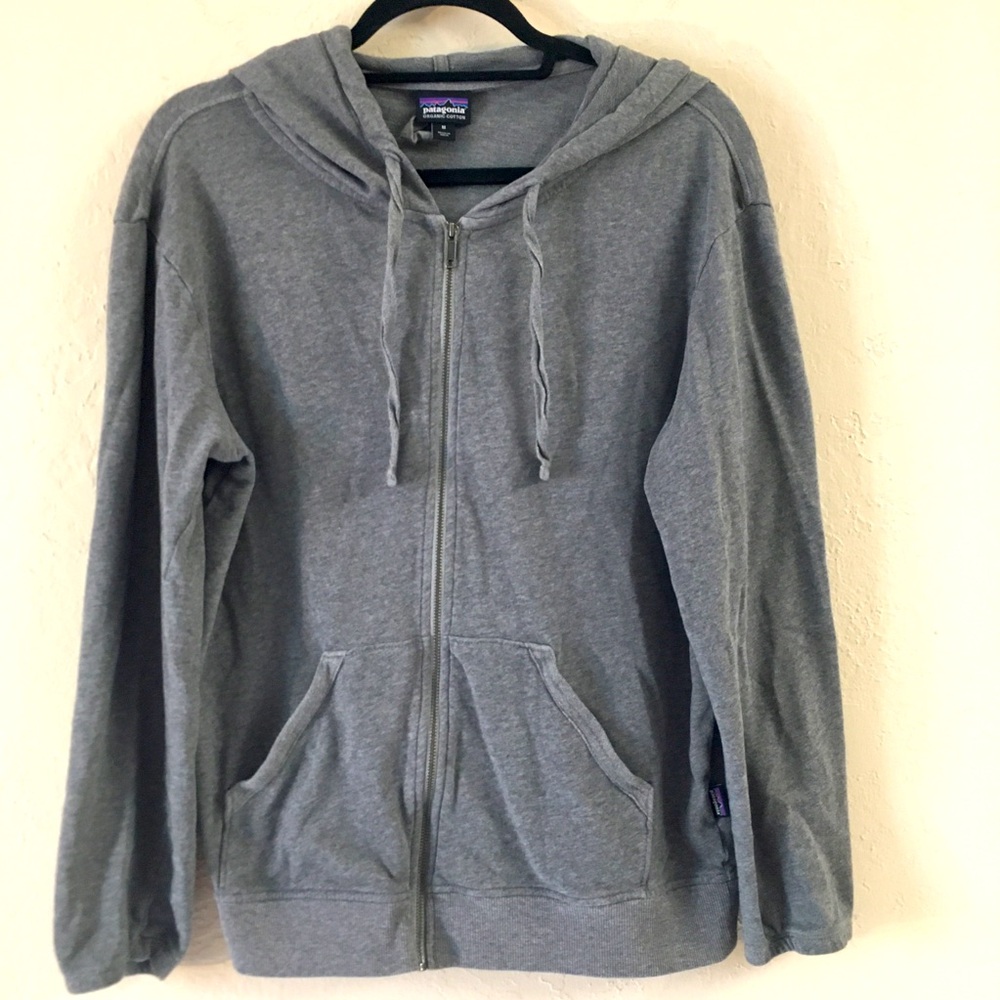 Patagonia 100% Cotton Lightweight Full Zip Hoodie Medium Gray Casual Loungewear